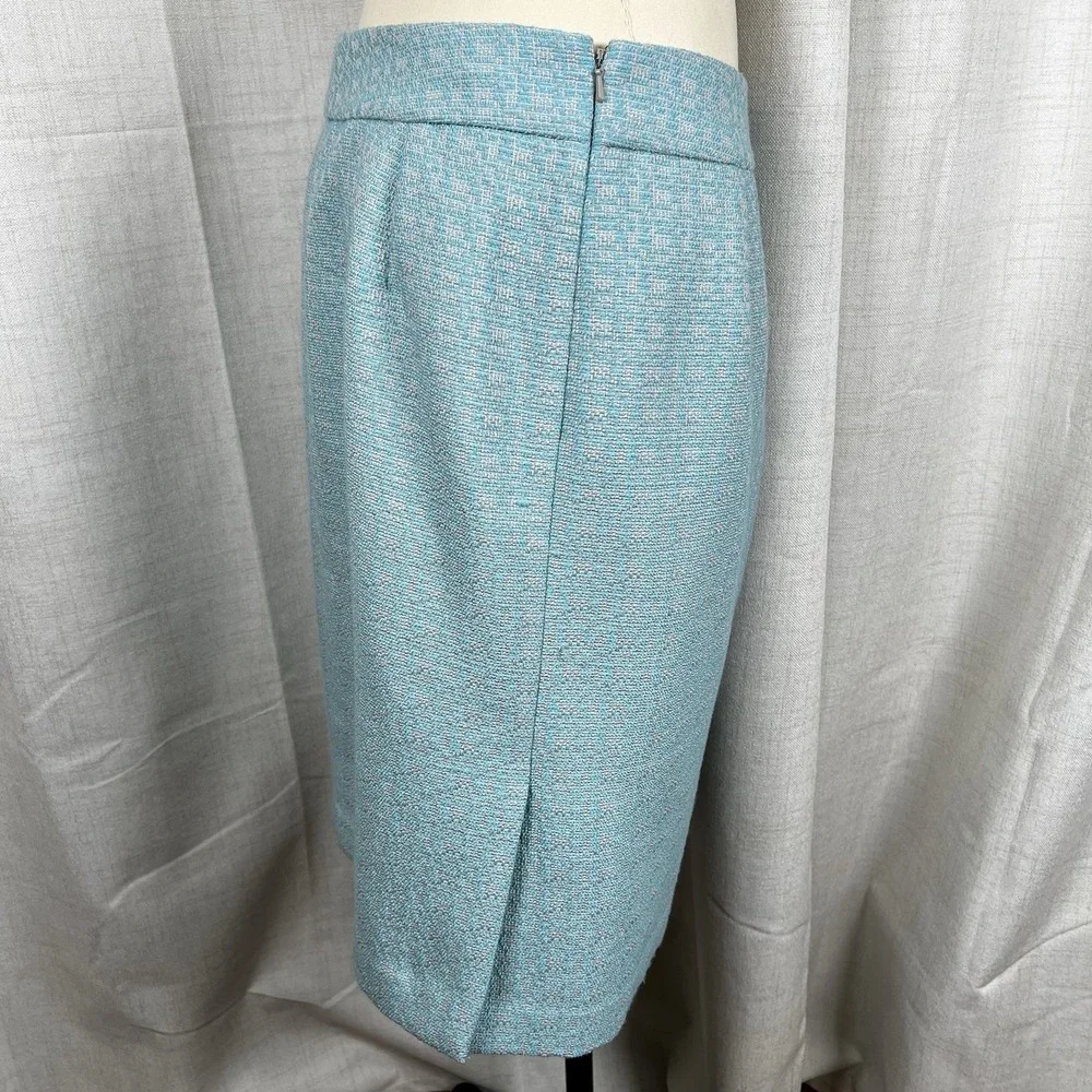 NEW! Banana‎ Republic Tweed Pencil Skirt Lined Women's Sz 12 Turquoise Sky Blue